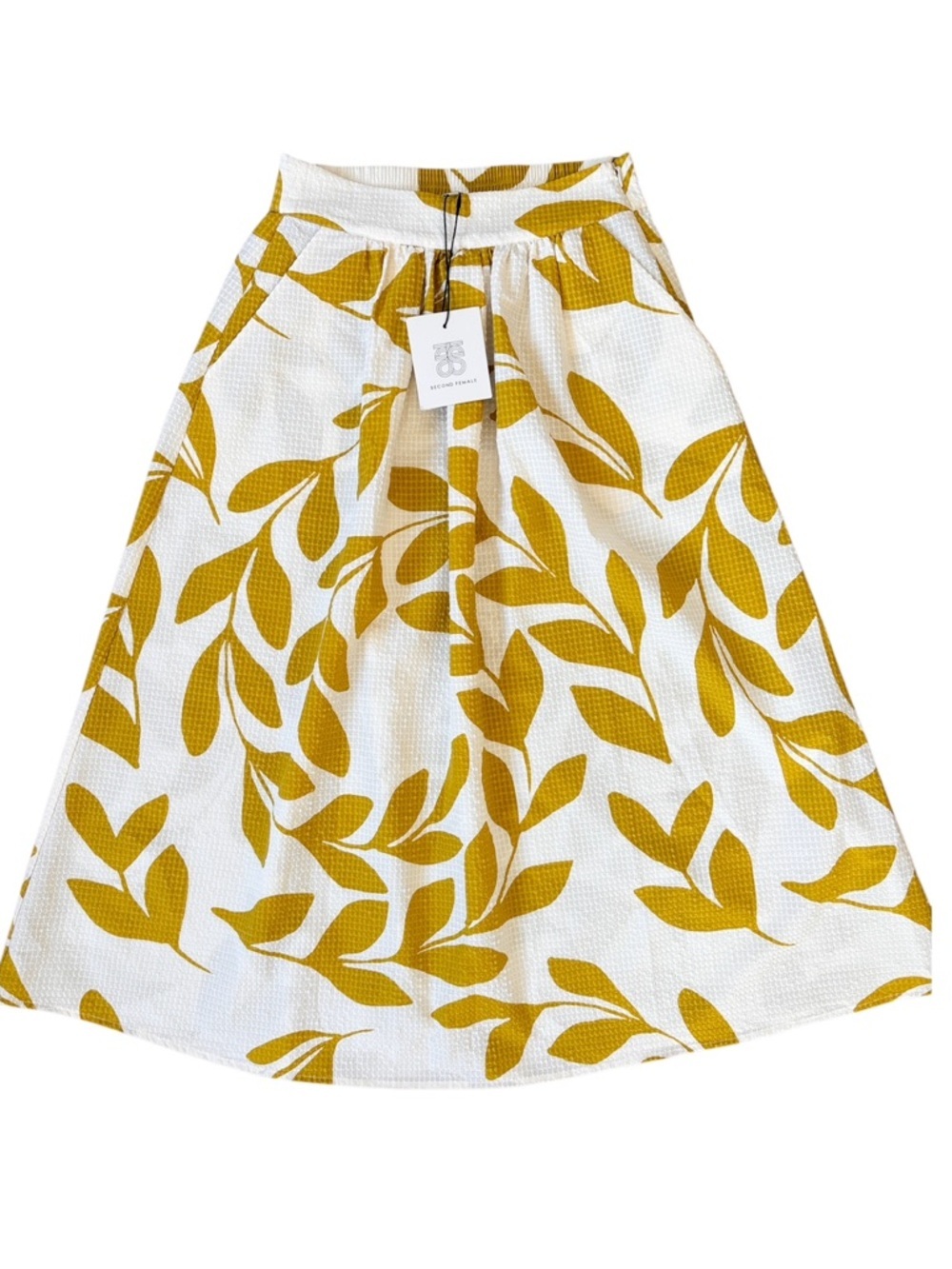 NWT Second Female Ullivo Textured Leaf Print Midi Skirt Size XS